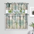 thumbnail image 2 of Kitchen Curtains 36 Inch Short - 3 Panel Set, Hawaiian Sea Turtle Ocean Design, Tropical Underwater Marine Life Print, Rod Pocket Window Curtain, Easy Wash, 2 of 6
