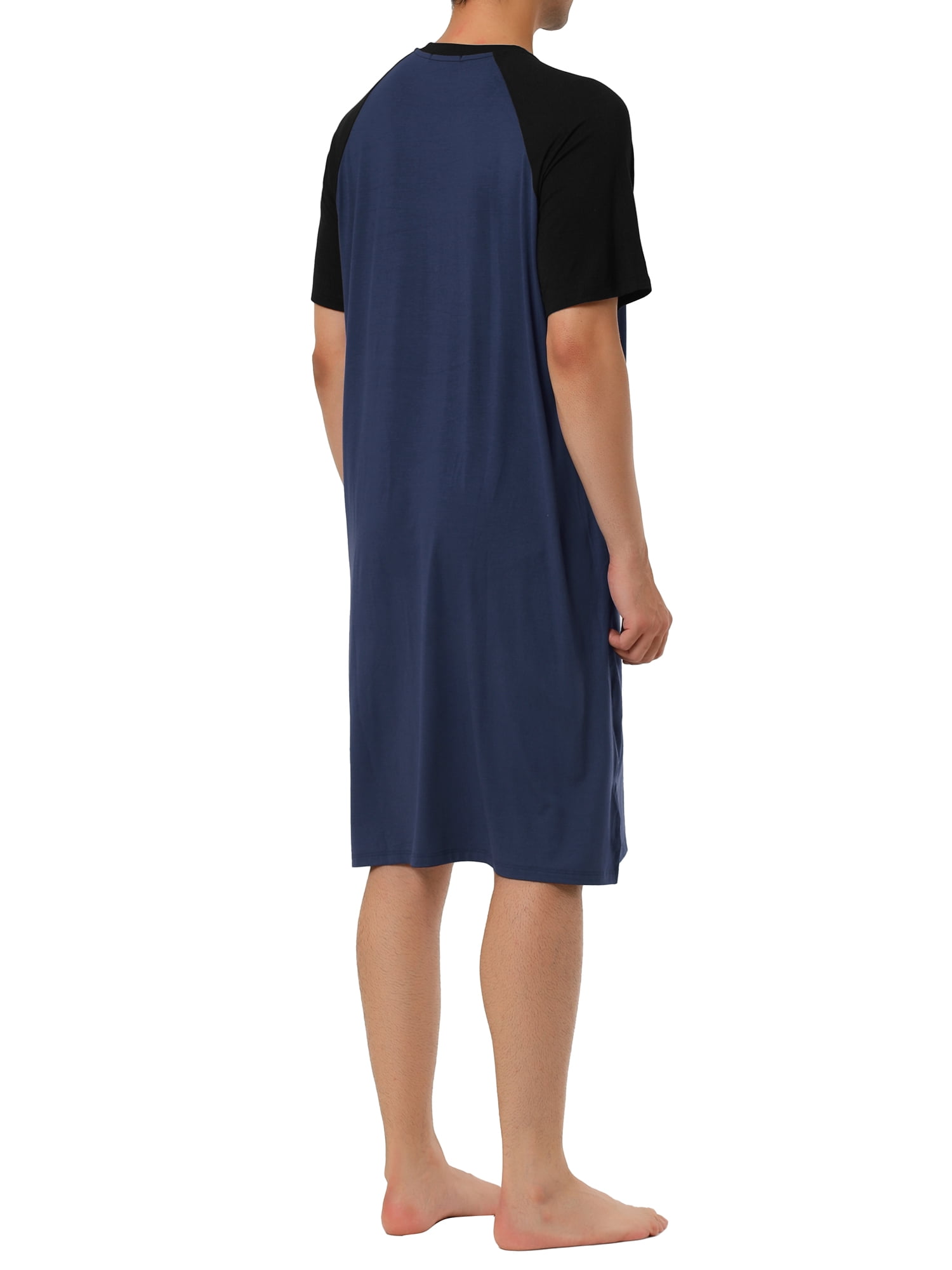 Unique Bargains Men's Nightshirt Raglan Sleeves Lounge Nightgown
