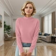 thumbnail image 2 of Fgnfyis Women Elegant Pullover Sweater Long Sleeve Solid Color Warm Top for Autumn Winter Pink XL, 2 of 5