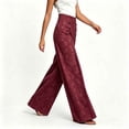 thumbnail image 6 of Ailaofu Women's Fall High Waist Jacquard Wide Leg Pants Button Formal Palazzo Trousers for Evening and Workwear, 6 of 6