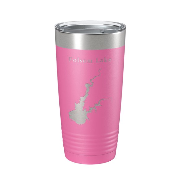 Folsom Lake Map Tumbler Travel Mug Insulated Laser Engraved Coffee Cup California 20 oz Pink