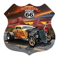 thumbnail image 1 of Placa de Metal Retro Ruta 66 con forma de escudo, cartel de chapa para Bar, Pub, Club, cafetería, pared, 1 of 6