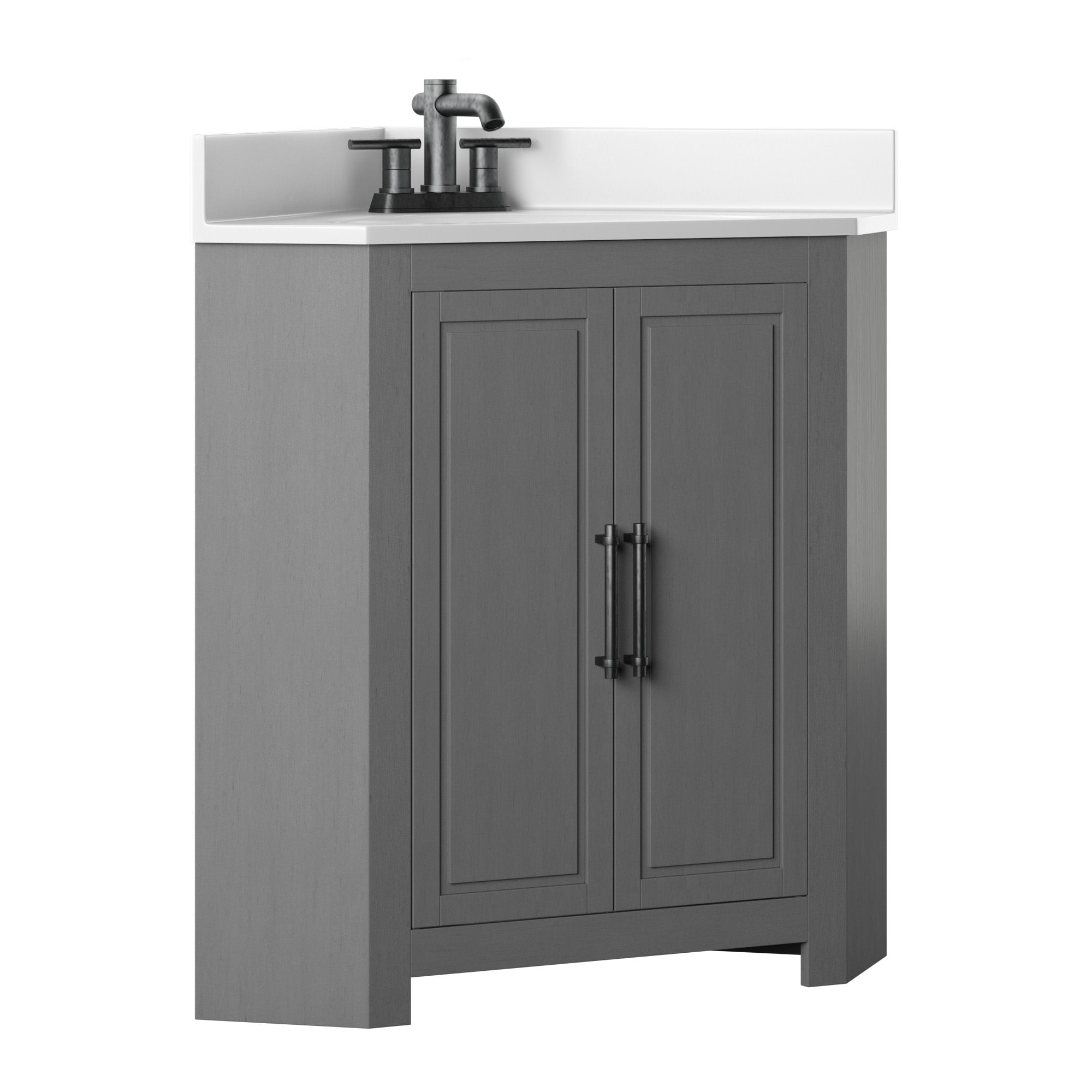 Twin Star Home Corner Bathroom Vanity, Antique Gray