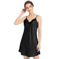 thumbnail image 2 of Wxolcjlv Solid Print Nightgown for Women Spaghetti Strap Lace Satin Sleep Dress Nightwear, 2 of 4