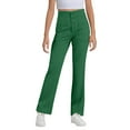 thumbnail image 3 of Girls School Uniform Pants Skinny Fit Kids Dress Pants with Pockets Straight Pants Green Pants Back to School Outfits for Teen Girls Kid Girls Outfits Size 5-6 Years, 3 of 9