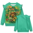 thumbnail image 5 of Garronmavis Cute Dog Long Sleeve Sweatshirt Polyester Spandex Fabric Flowers Pullover Drop Shoulder Sweater 2T Warm Girls Crewneck Sweatshirt Ruffle Toddler Girl Clothes for Daily Life, 5 of 7