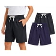 thumbnail image 3 of HILEELANG 5-15T Boys 2-Pack Quick Dry Athletic Sweat Shorts, Elastic Waist Active Shorts with Zipper Pockets for Kids Youth, 3 of 10