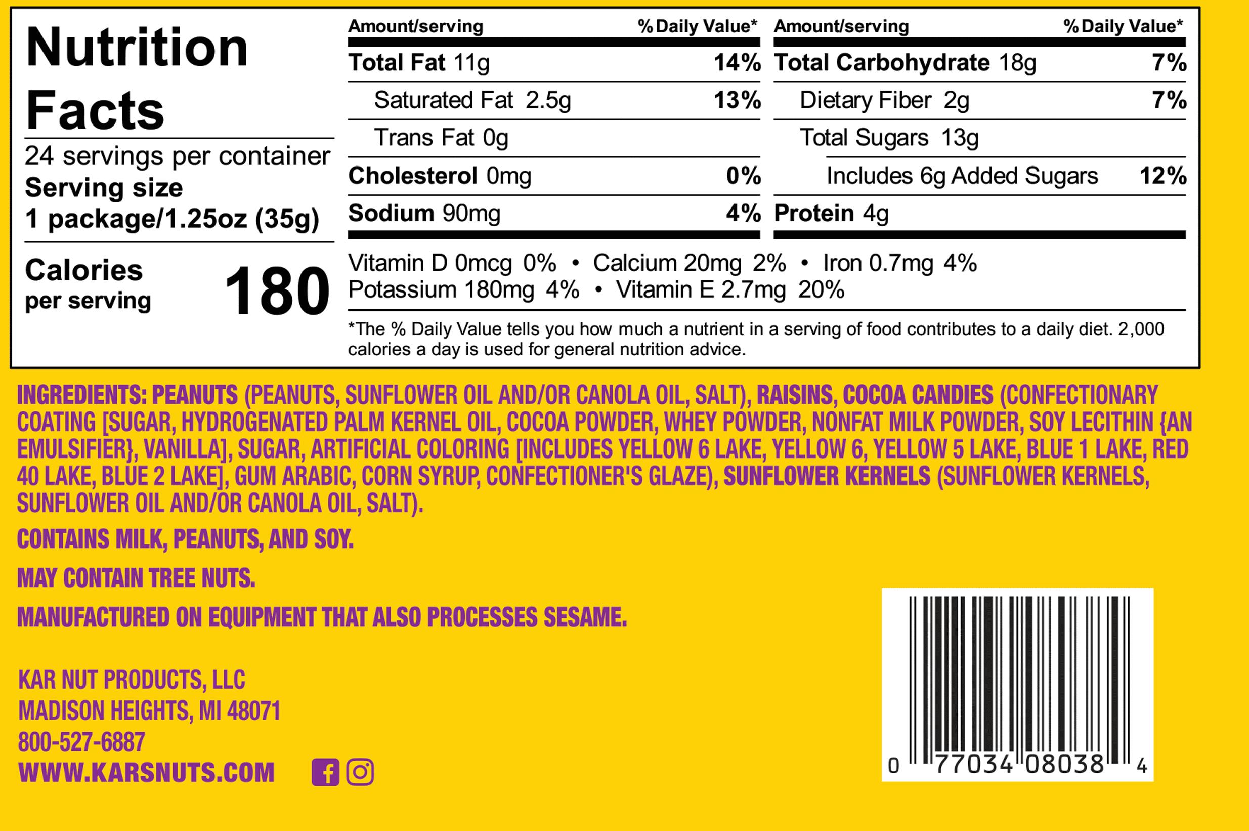 Kar's Sweet 'N Salty Trail Mix, 1.25 oz, 24 Count