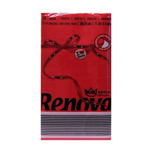 Renova Red Label Napkin- Red (25 Count) 020695
