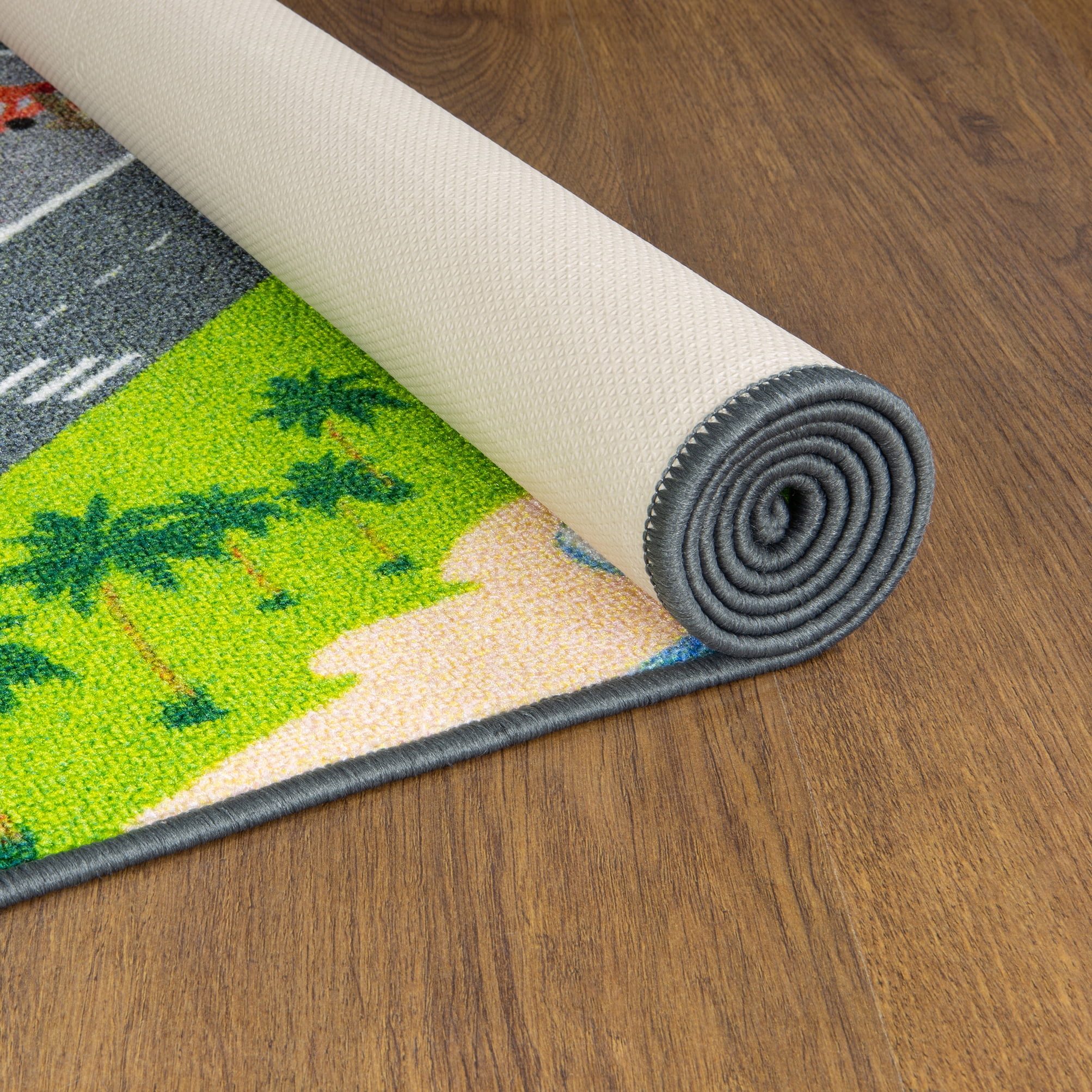 KC Cubs Playtime Collection Multicolored Polypropylene Road Map Educational Area Rug - 5'0" x 6'6"