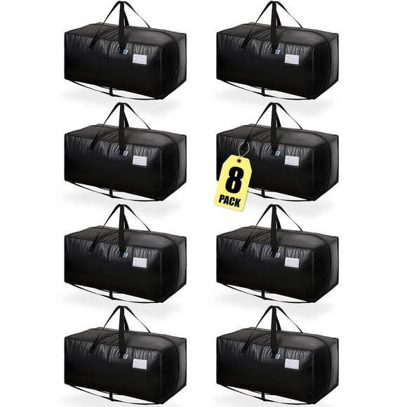 AlexHome Moving Bags Heavy Duty Extra Large Packing Bags for Moving Reusable Plastic Moving Totes Clothes Storage Containers Moving Supplies Bins Compatible with Ikea Frakta Cart (Black Set of 8)