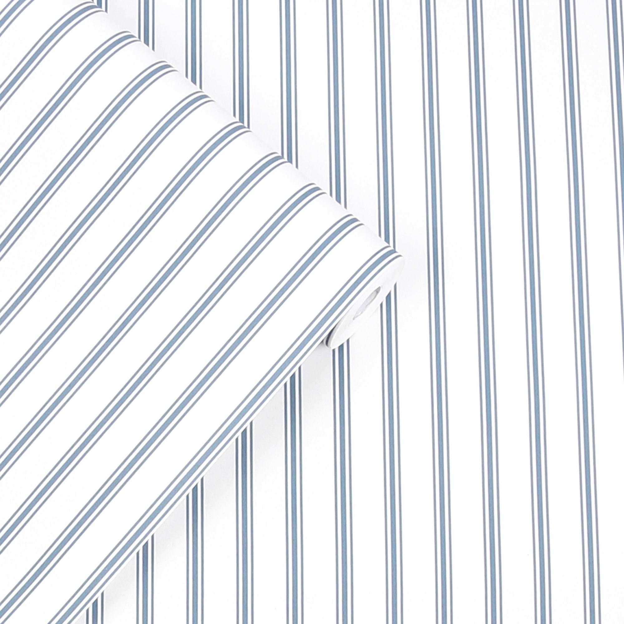 Laura Ashley Farnworth Stripe Smoke Blue Wallpaper
