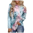 thumbnail image 1 of Blusa informal de manga larga con cuello redondo y estampado Tie-Dye para mujer Pompotops gfhjh4364, 1 of 5