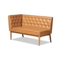 thumbnail image 4 of Baxton Studio Riordan Mid-Century Modern Tan Faux Leather Upholstered and Walnut Brown Finished Wood 3-Piece Dining Nook Set, 4 of 7