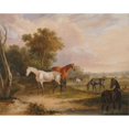 thumbnail image 3 of Francis Calcraft Turner 14x12 Black Modern Framed Museum Art Print Titled - Horses Grazing; a Grey Stallion Grazing with Mares in a Meadow (1830), 3 of 5