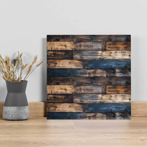 Vintage Wooden Wall Art Painting on Canvas, Farmhouse Retro Shabby Wood Canvas Art Home Prints Wall Art Framed Modern Artwork for Living Room Bedroom Wall Decor 20x20in