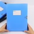 thumbnail image 2 of enqiretly A4 File Box Document Storage Case Foldable Project Plastic Adhesive Metal Ring Portfolio Test Paper Office Organizer Dark blue, 2 of 5