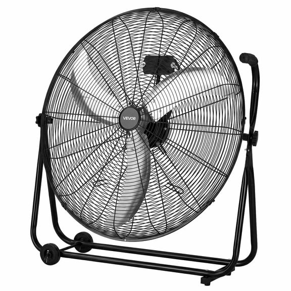 VEVOR Industrial Shop Fan, 30 Inch Floor Drum Fan, High Velocity 12000 CFM, Heavy Duty Aluminum Blades, 3 Speeds, 360 Degree Tilt, Ideal for Commercial, Garage, Warehouse, Basement, Workshop, Black