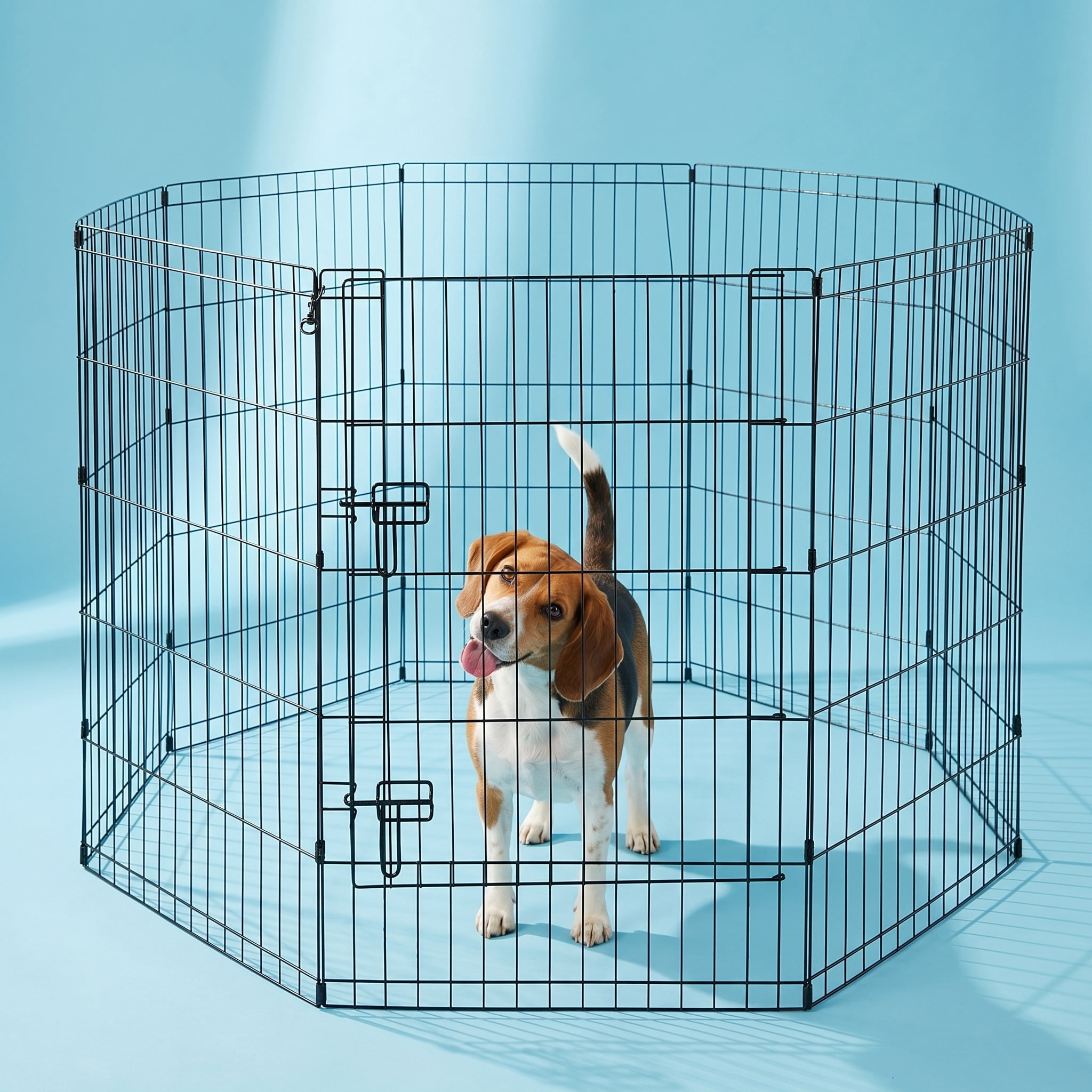 Vibrant Life 8-Panel Wire Playpen for Pets, Black, 36