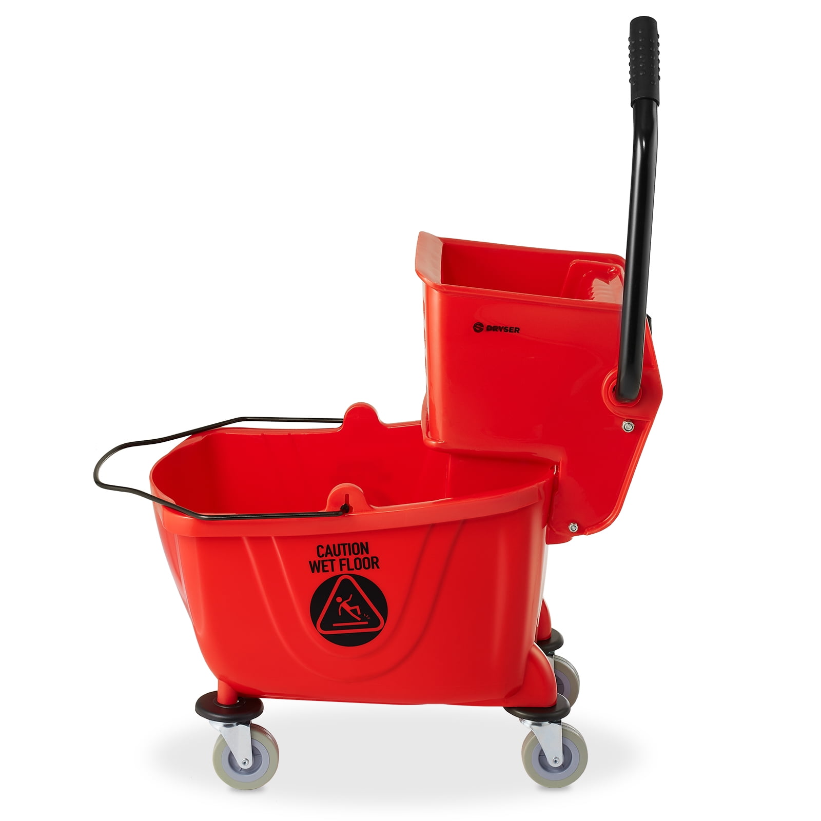 Dryser Commercial Mop Bucket with Side Press Wringer, 26 Quart, Red