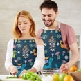 thumbnail image 3 of Colorful Dinosaurs Flowers Border Pattern Apron-Garden Aprons for Women with Pockets-Cotton Linen Waterproof Kitchen Cooking Gardening Aprons Adjustable for Kitchen,Cooking,BBQ and Salon 33x27 Inch, 3 of 7