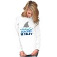 thumbnail image 4 of Beaches Be Crazy Funny Swimming Shark Plus Size Long Sleeve Graphic Tee Shirt Brisco Brands 2X, 4 of 5