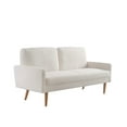 thumbnail image 4 of Xukmct 3 Seater Loveseat Sofa with Wood Legs, Upholstered Velvet Sofa Couch Living Room, Home, Apartment, Office, Ivory White, 4 of 8