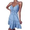 thumbnail image 3 of Biekopu Women Summer Halter Neck Dress Tie Front Cutout Backless A-Line Party Dress for Cocktail Beach Club, 3 of 9