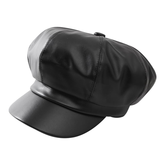 Women's Beret Leather Solid Color Versatile Painter Hat Spring Hat