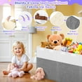 thumbnail image 3 of Extra Large Toy Storage Box with Lid, Collapsible Sturdy Toys Chest Storage Organizer Bin Basket with Divider for Kids, Boys, Girls, Closet, Playroom, Bedroom, Nursery, 40"X14"X16", Gray & White, 3 of 7