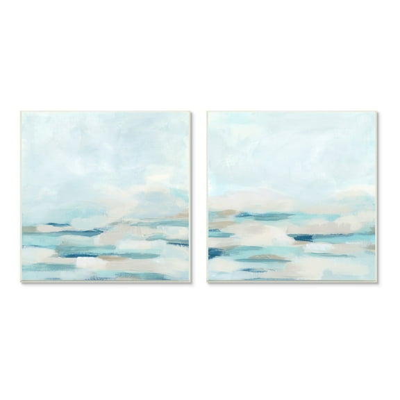 Stupell Industries Abstract Ocean Waves Scenic Landscape Cloudy Sky Painting Unframed Art Print Wall Art, Set of 2, Design by June Erica Vess