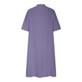 thumbnail image 4 of Cotton Linen Dress Half Sleeve V Neck Button Up Midi Dress Casual Loose Fit Tunic Sundress with Pockets, 4 of 6