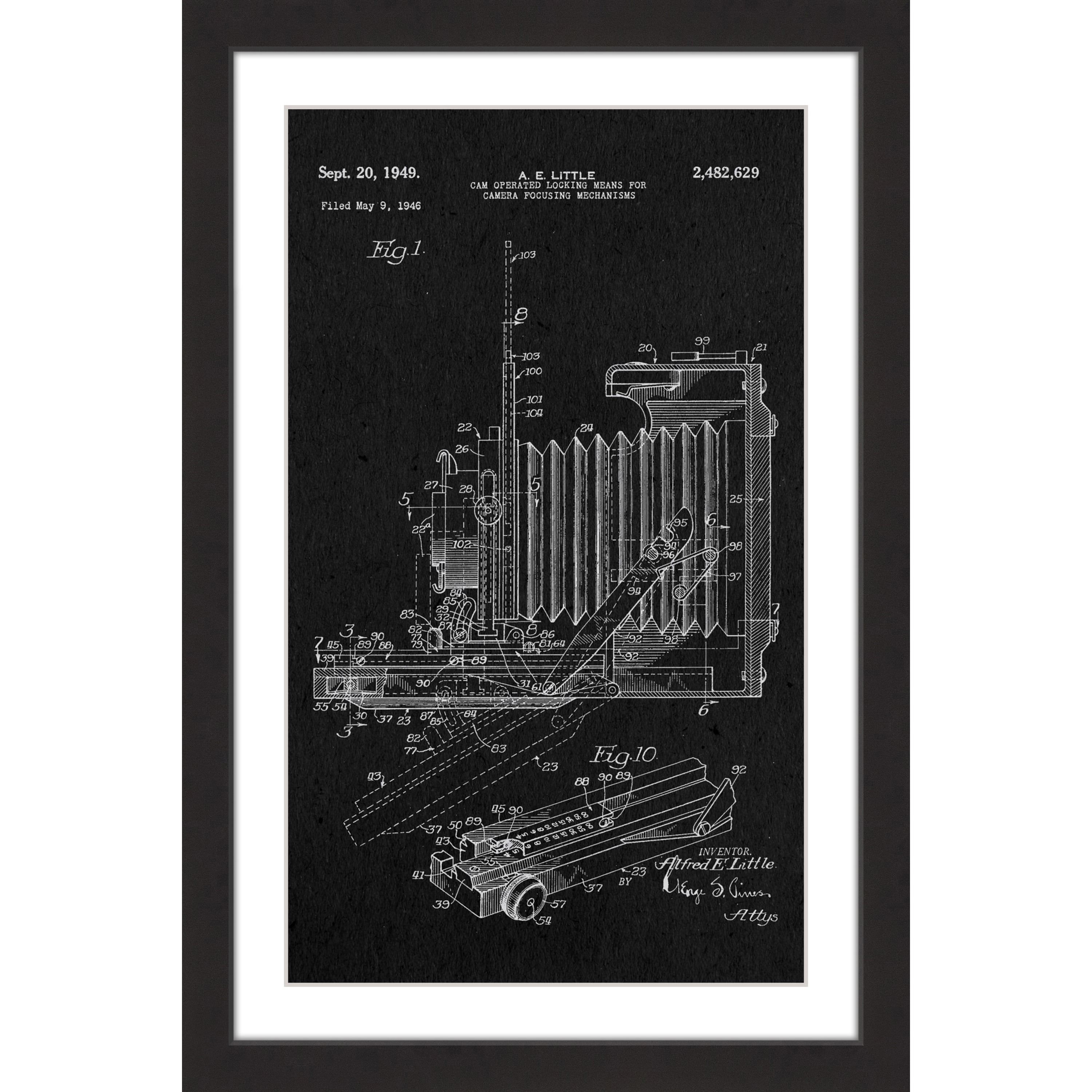 "Camera 1949 Black Paper" Framed Painting Art Print, 30" x 1.5"