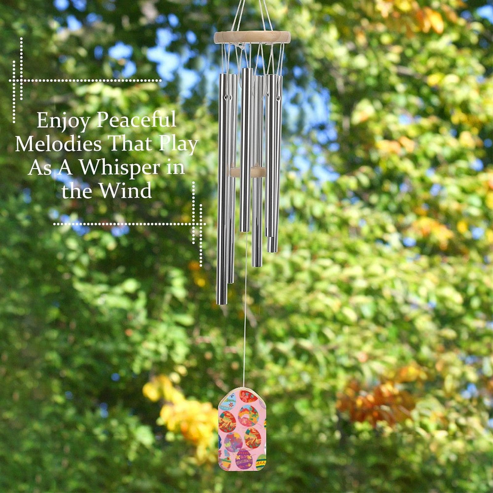 2.2×3.9in Nylon Rope Fixed 6 Aluminum Alloy Metal Tubes Clear Sound Wear Resistance Strong Durable Colorful Easter Eggs with Various Patterns