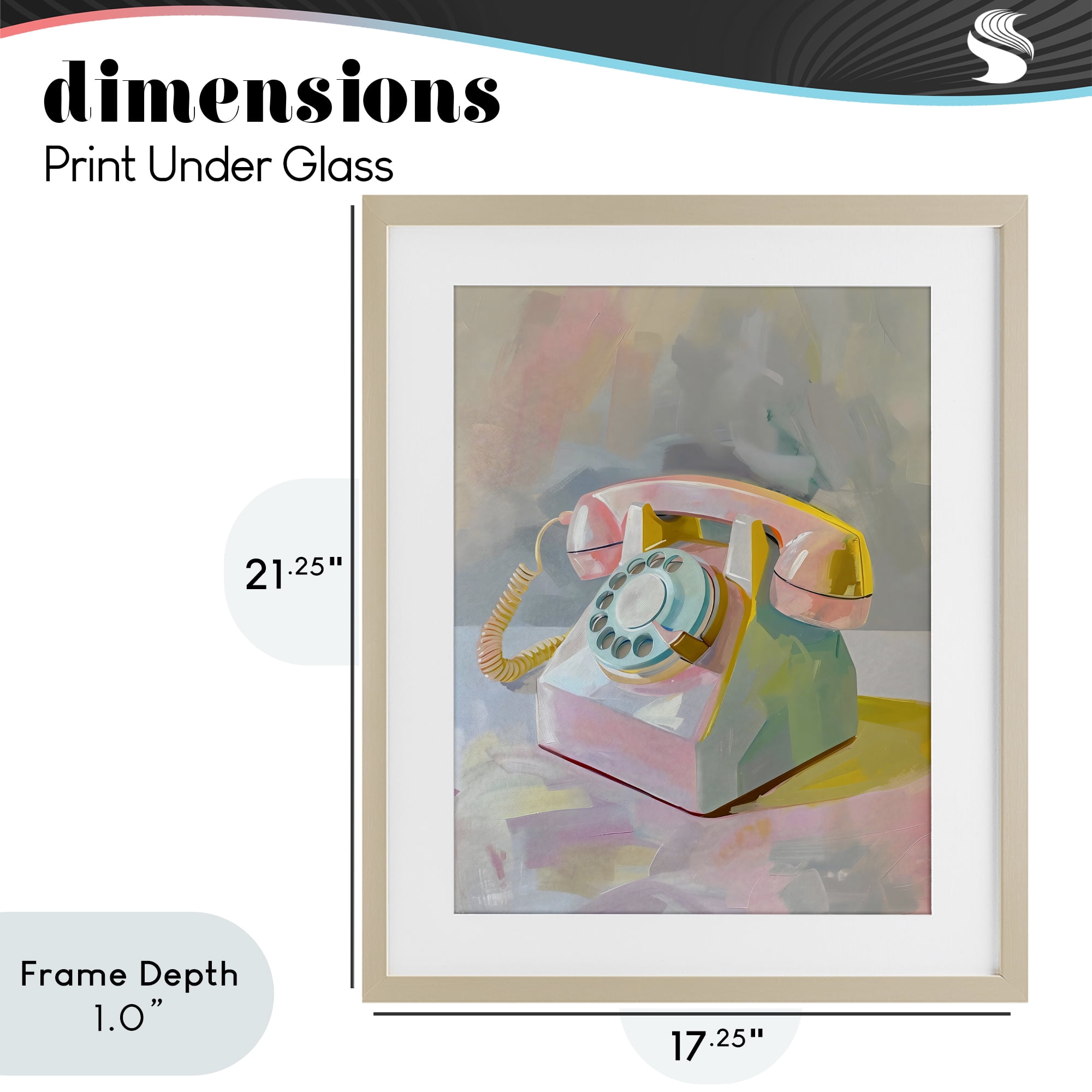 Stupell Industries Retro Telephone in Pastels Birch Framed Print Under Glass, design by The Prints Vibe
