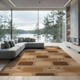 thumbnail image 2 of ODIKA 6'x9' Beige Brown Brick Pattern Design Washable Area Rug Modern Geometric Style with Unique Motifs for Dining Room, Under Table, Office Décor, Non-Slip Chair-Friendly, 2 of 7