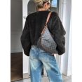 thumbnail image 6 of Women'S Cropped Faux Fur Jacket Long Sleeve Open Front Cardigan Casual Puffy Parka Hairy Short Coat Black XL, 6 of 7