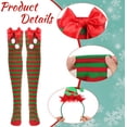 thumbnail image 4 of VETPW Elf Costume, Christmas Elf Hat Christmas Headband Christmas Hairband Elf Ears Fairy Ears Elf Ear Stripe Elf Stockings Elf Tights Christmas Stocking Bell Necklace for Women Christmas Costume, 4 of 7