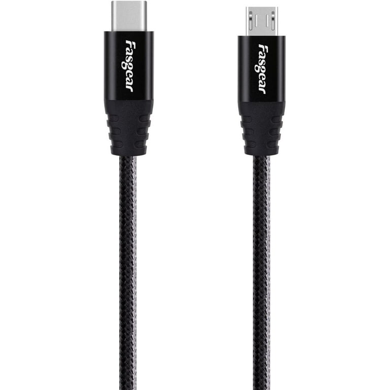 Fasgear USB C to Micro USB Cable 30cm Nylon Braided Type C to