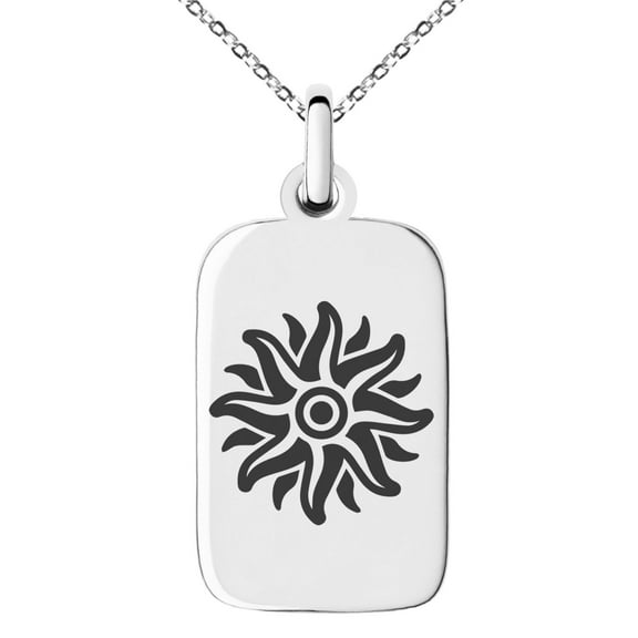 Stainless Steel Apollo Greek God of Sun Engraved Small Rectangle Dog Tag Charm Pendant Necklace