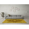 thumbnail image 3 of Ahgly Company Machine Washable Indoor Square Persian Yellow Traditional Area Rugs, 7' Square, 3 of 4