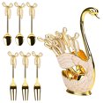 thumbnail image 2 of Postre de metal Pastelería Cucharas Forks Conjunto Con Soporte De Almacenamiento Sirviendo Comida Flotware Bebida Calientes Cucharadas De Caballera Decorativas De Oro Eigraketly  HA010846-01B, 2 of 7