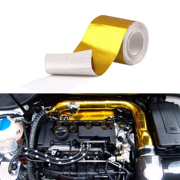 Sporacingrts Rollo de cinta reflectante adhesiva dorada de 2 pulgadas x 29,5 pies (9 m) compatible con el compartimiento del motor del tubo de entrada del automóvil, etc.