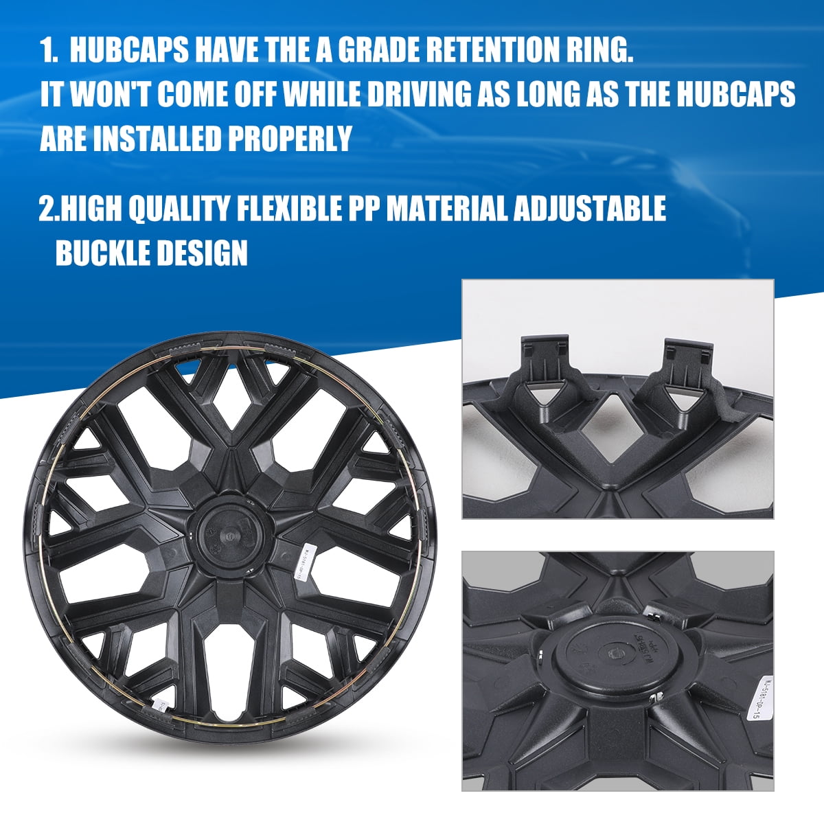 4Pcs Wheel Rims Cover,14 inch Universal Hubcap for Steel Wheel Rims Cover,Snap on Installation with Retention Rings,Silver Lacquer & Black Lacquer