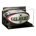thumbnail image 1 of Acrylic Rugby Ball Display Case with Mirror, Wall Mount and Green Risers (A004-GRR), 1 of 3