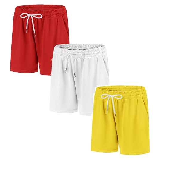 Dpytoraw 3 Pack Girls Shorts Athletic Soccer Running Active Dry-Fit Sports Basketball Shorts with Drawstring Pocket 4-13Y