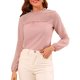 thumbnail image 1 of INSPIRAR CHIC Blusa de Chifón con Cuello Mock y Volantes de Puntos Suizos Semi-Translúcidos para Mujeres L Rosa, 1 of 7