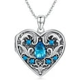 thumbnail image 3 of SISGEM Natural Gemstone Heart Locket Necklace for Women 925 Sterling Silver Locket Necklace That Holds Pictures Photo Custom Lockets Jewelry Personalized Genuine Amethyst Locket Gifts, 3 of 3