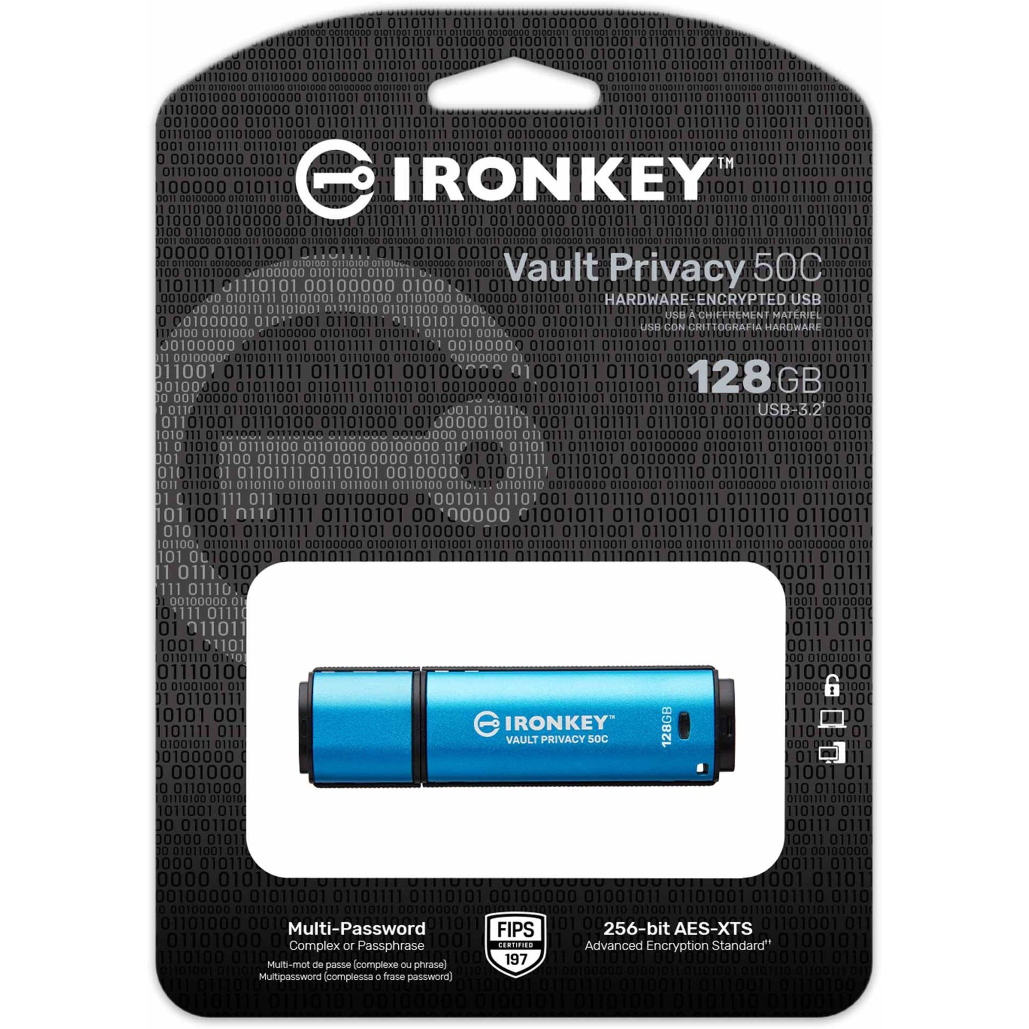 IronKey Vault Privacy 50 Series 128GB USB 3.2 (Gen 1) Type C Flash Drive