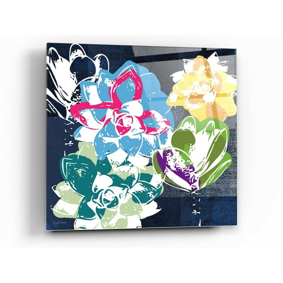 Epic Art 'Colorful Succulents II' by Linda Woods, Acrylic Glass Wall Art, 24"x24"